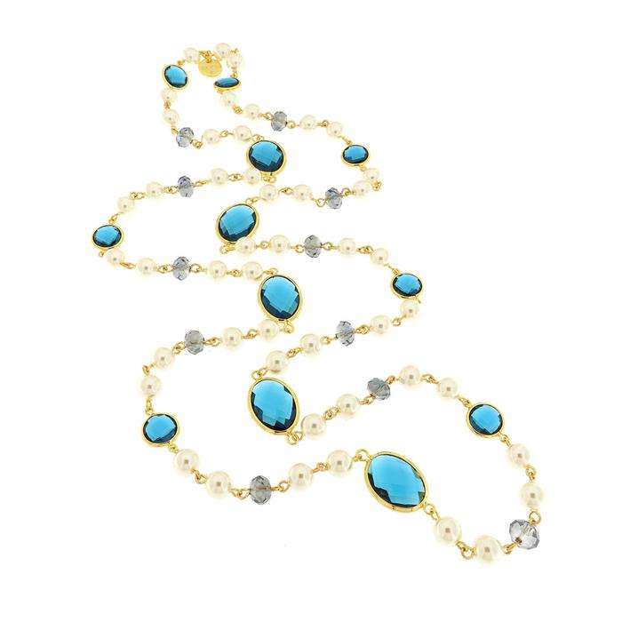 Collier en métal avec cristaux bleus