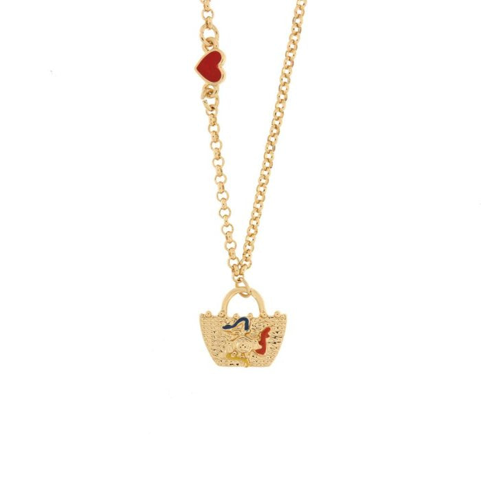 Collier en métal avec sac orné d'une trinacria