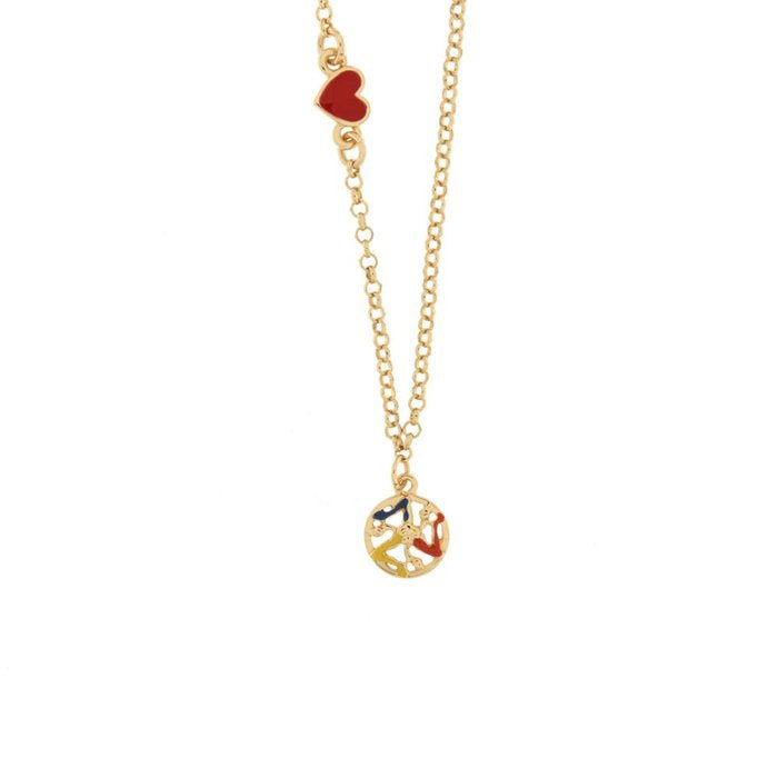 Collana in Metallo con cuoricino e trinacria pendente