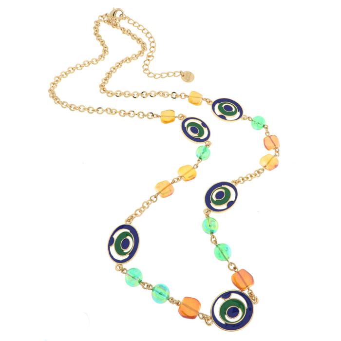 Collana in Metallo con cristalli colorati