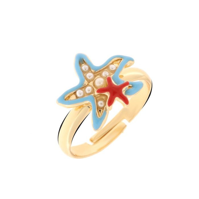 Metal Ring with Colored Starfish