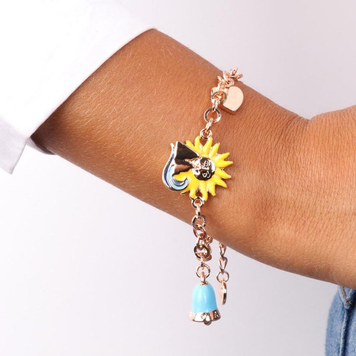 Bracelet en métal avec Mont Solaro, Clochette porte-bonheur et Cœur avec Capri