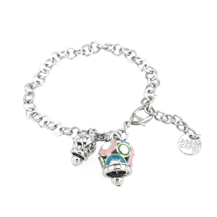 Metal Bracelet with colored bell and small bell with hearts