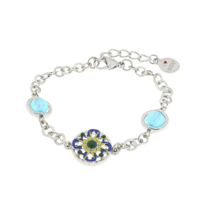 Metal Bracelet with Majolica