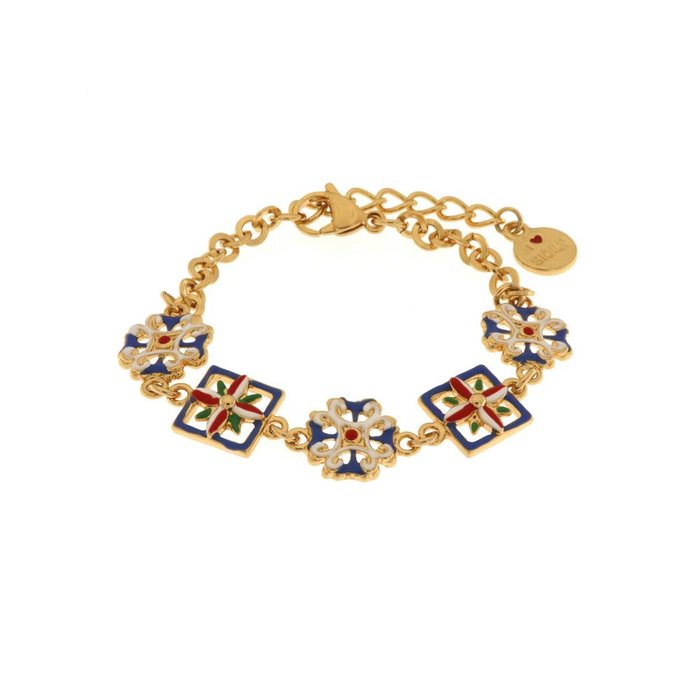 Metal Bracelet with Colored Majolica
