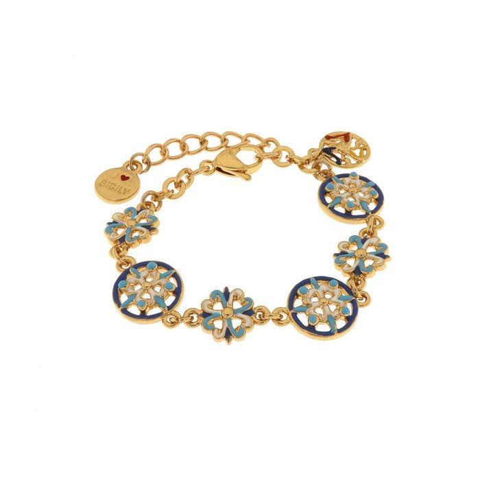Metal Bracelet with Colored Majolica