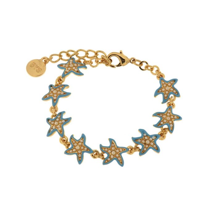 Bracelet en métal avec étoile de mer bleue