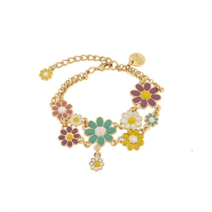 Bracciale in Metallo con doppie margherite colorate