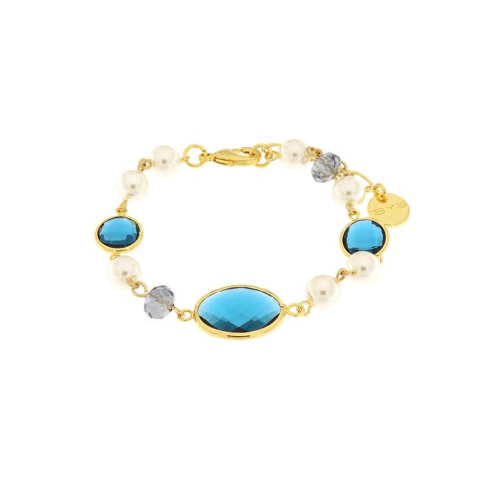 Bracelet en métal avec cristaux bleus inspirés du verre de Murano et des perles