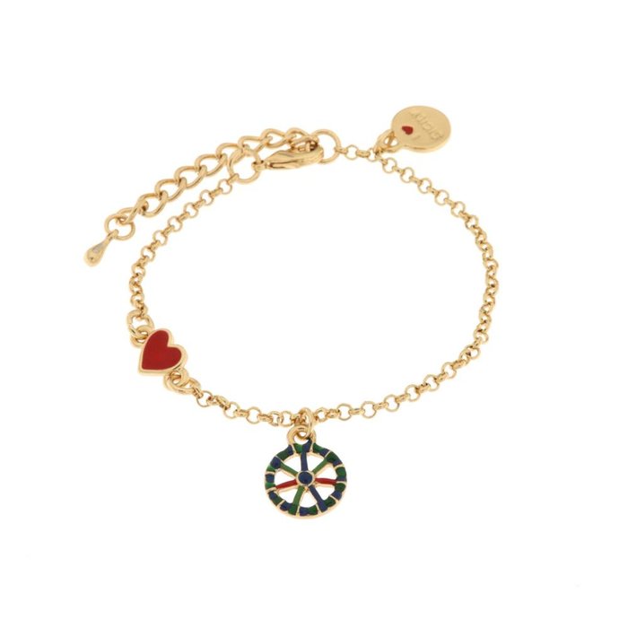 Bracciale in Metallo con cuoricino e ruota carretto pendente