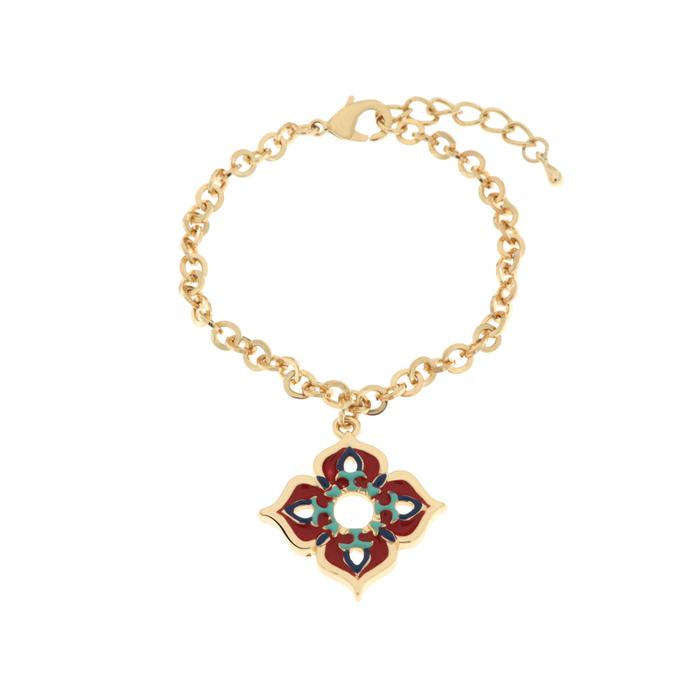 Bracciale in Metallo con maioliche colorate a forma di croce