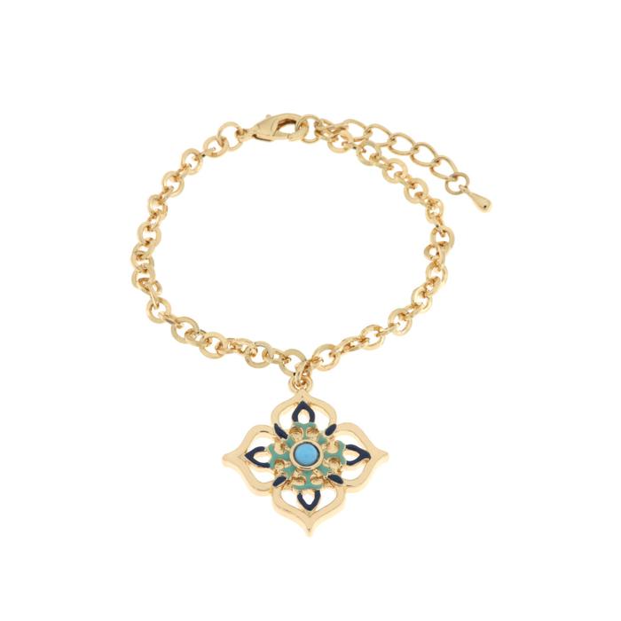 Bracciale in Metallo con maioliche colorate a forma di croce