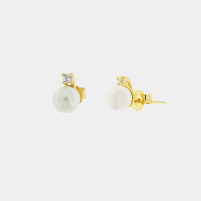 Orecchini in Argento 925 a lobo con perla