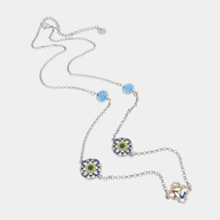 Metal Necklace with Majolica