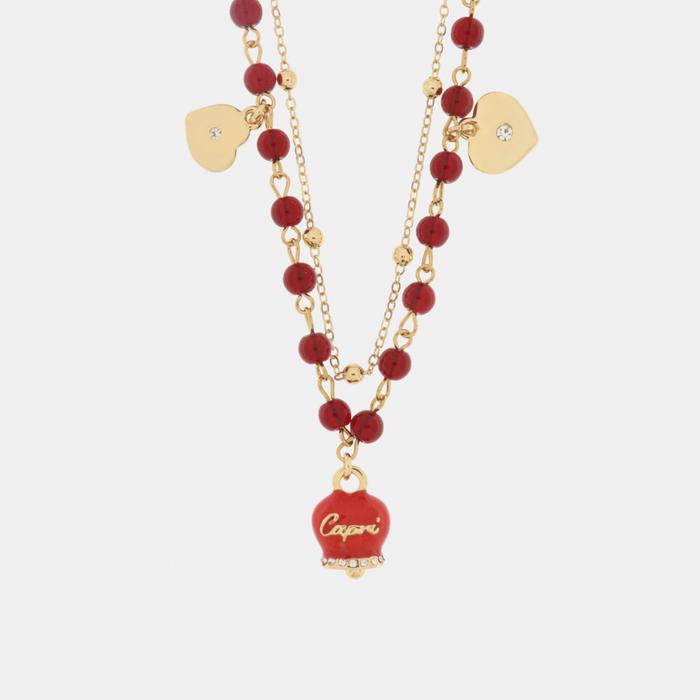 Metal Necklace With Good Luck Bell Capri