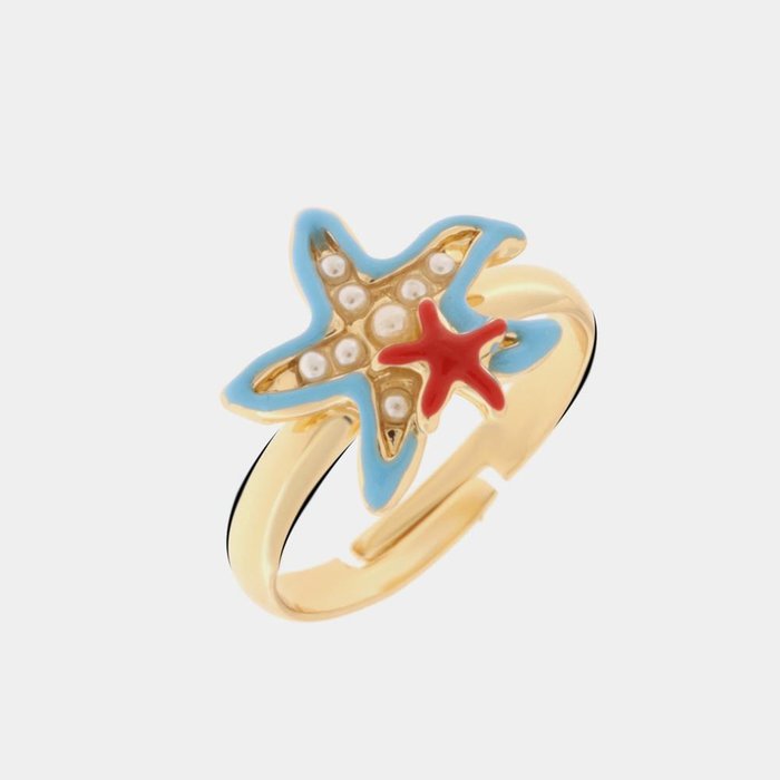 Metal Ring with Colored Starfish