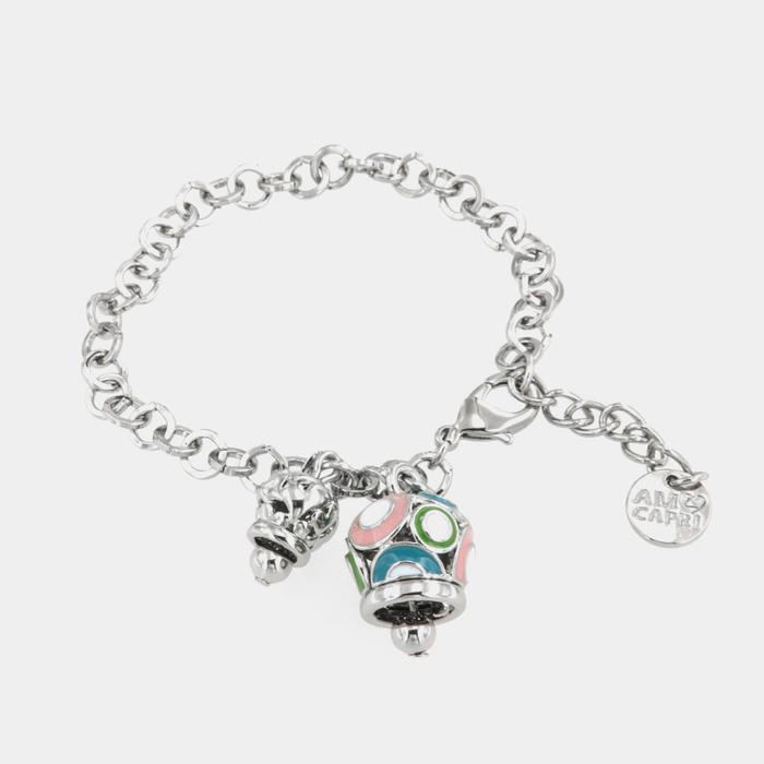 Metal Bracelet with colored bell and small bell with hearts