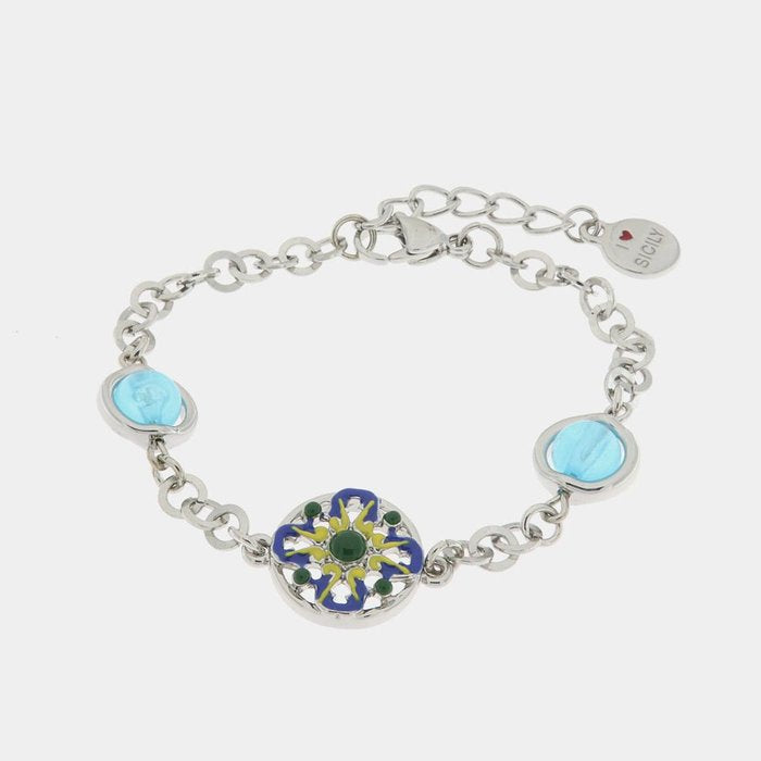 Metal Bracelet with Majolica