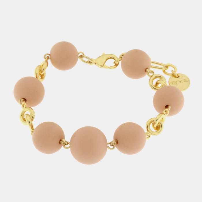 Metal Bracelet with Blush Pink Stones
