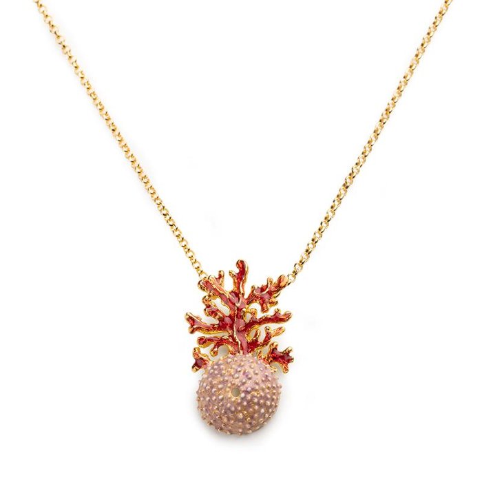 Carousel Hedgehog/Coral Necklace