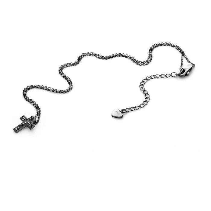 Burnished cross zirconia necklace