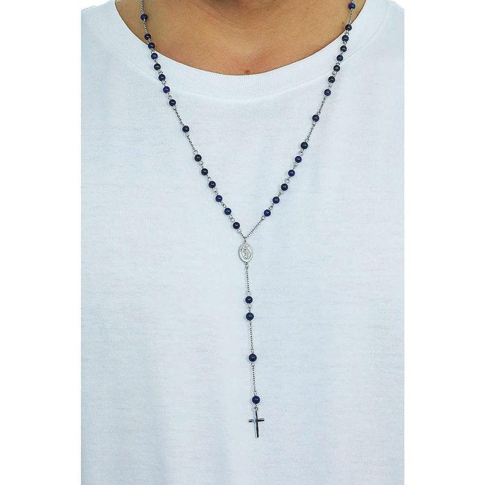 Collana blue rosary rosario pallini blu