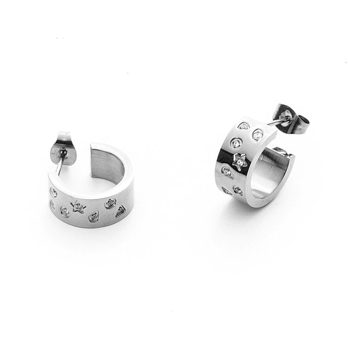 Half hoop and zirconia earrings