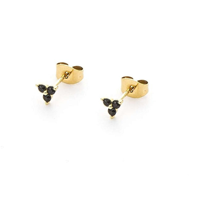 Black zirconia laminated earrings