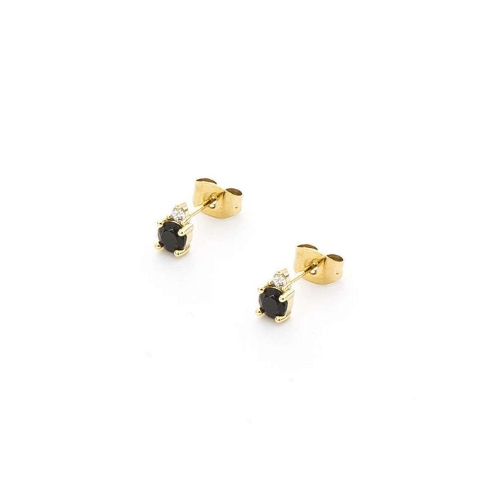 Black Zircon Laminated Earrings