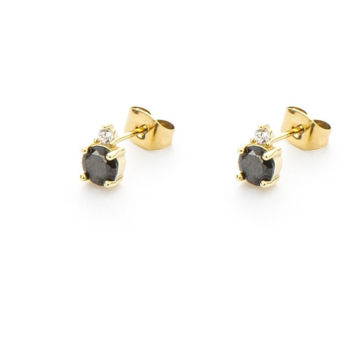 Black Zircon Laminated Earrings