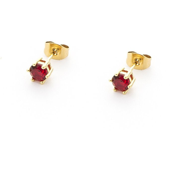 Red Zircon Laminated Earrings