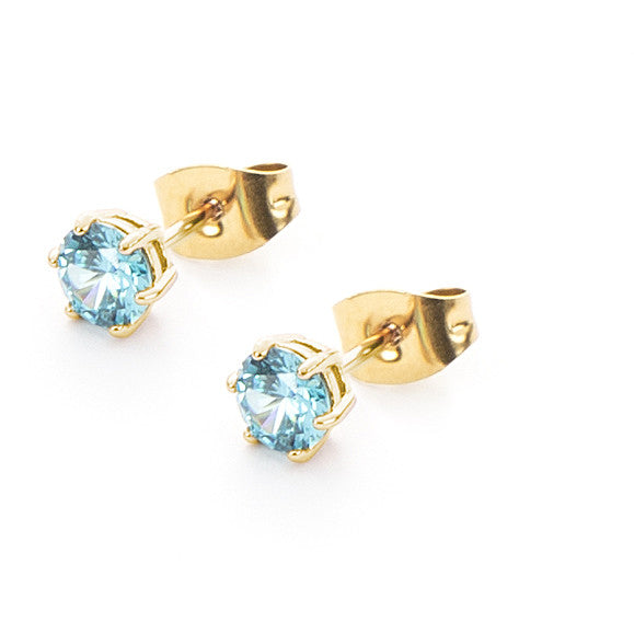 Blue Zircon Laminated Earrings