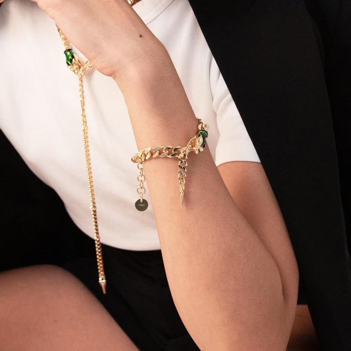 Curb Chain Bracelet with Snake