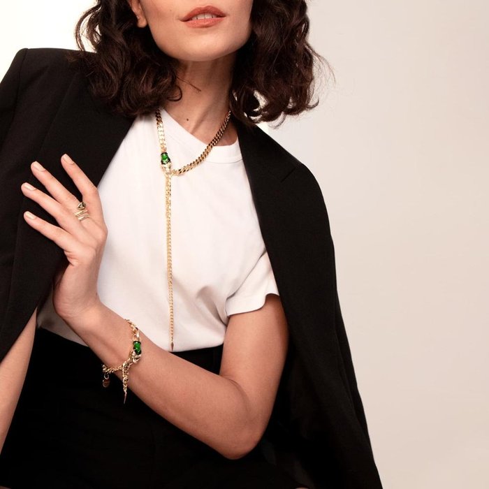 Curb Chain Bracelet with Snake