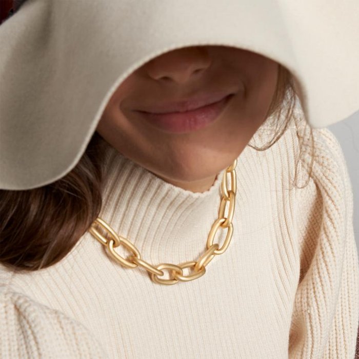 Necklace with satin gold-plated bronze forzatina chain