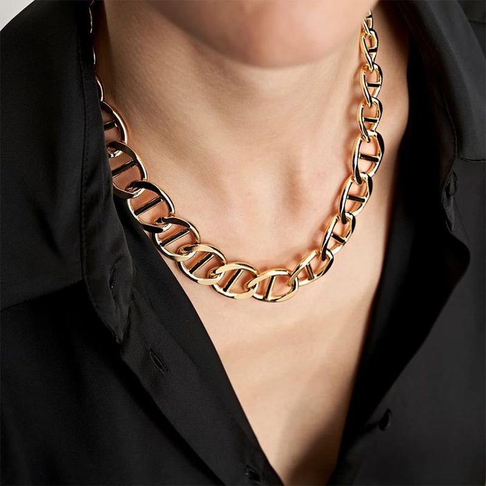 Traversino necklace in gilded bronze