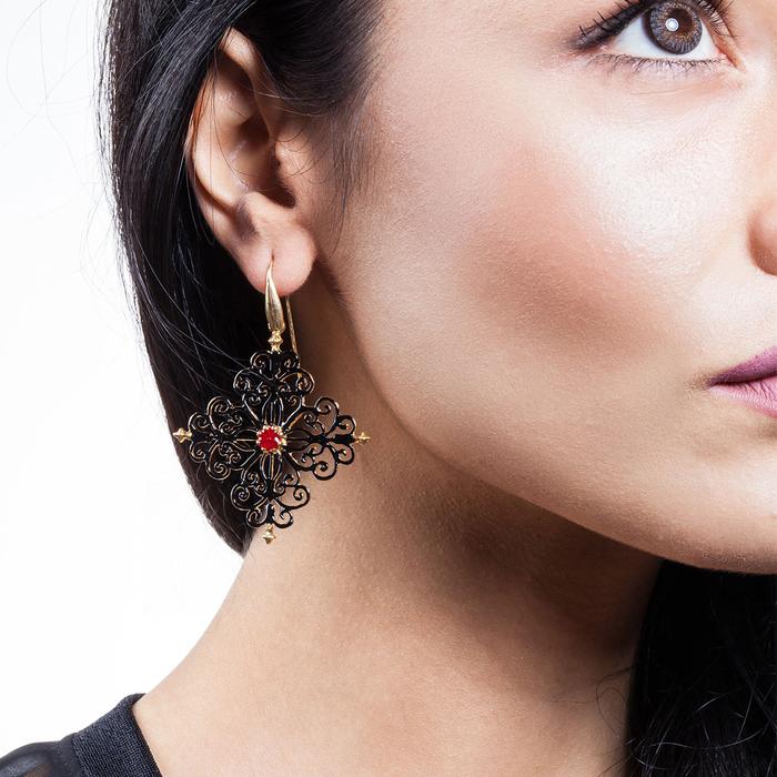 Black/Red Cathedral Earrings
