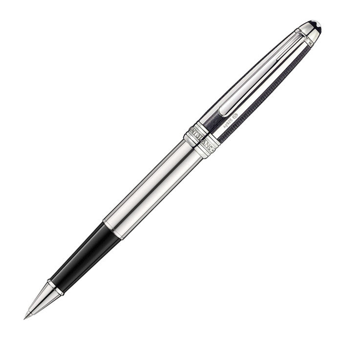 MONTBLANC / MEISTERSTÜCK SOLITAIRE / STYLO ROLLER / FIBRES GUILLOCHES ARGENT