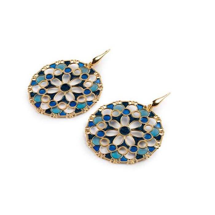 Orecchini Merletti Tondi Azzurro/Blu