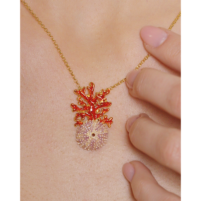 Carousel Hedgehog/Coral Necklace
