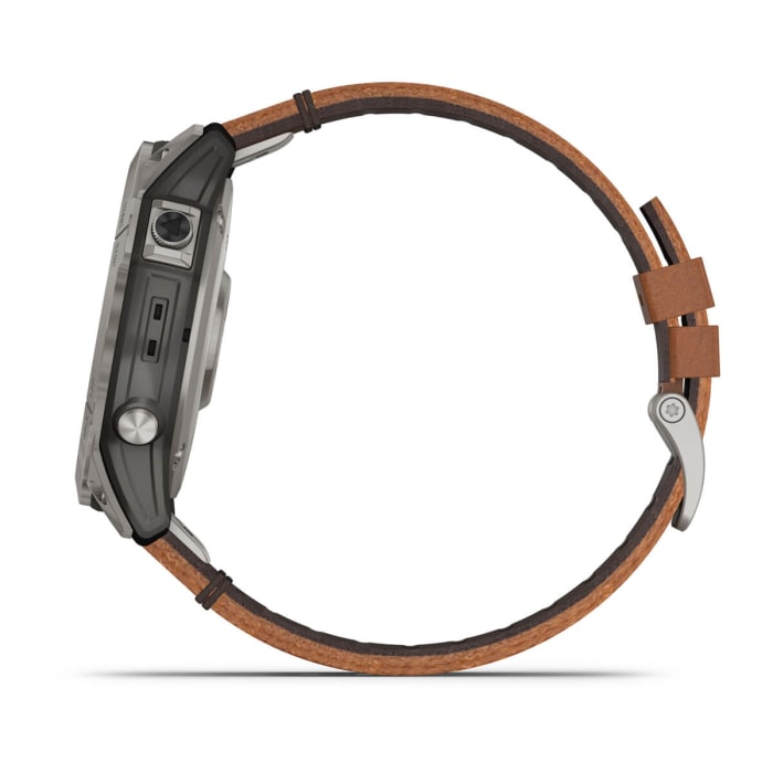 Fēnix® 7X – Sapphire Solar Edition, Titanium con cinturino in pelle Chestnut e cinturino in silicone Graphite
