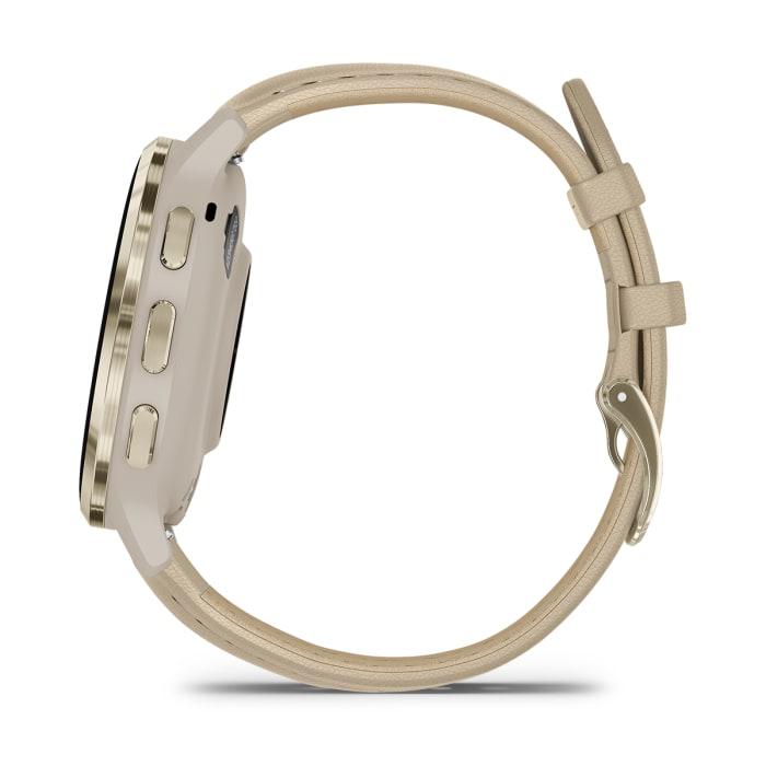 Venu® 3S, French Gray & Soft Gold con cinturino in pelle