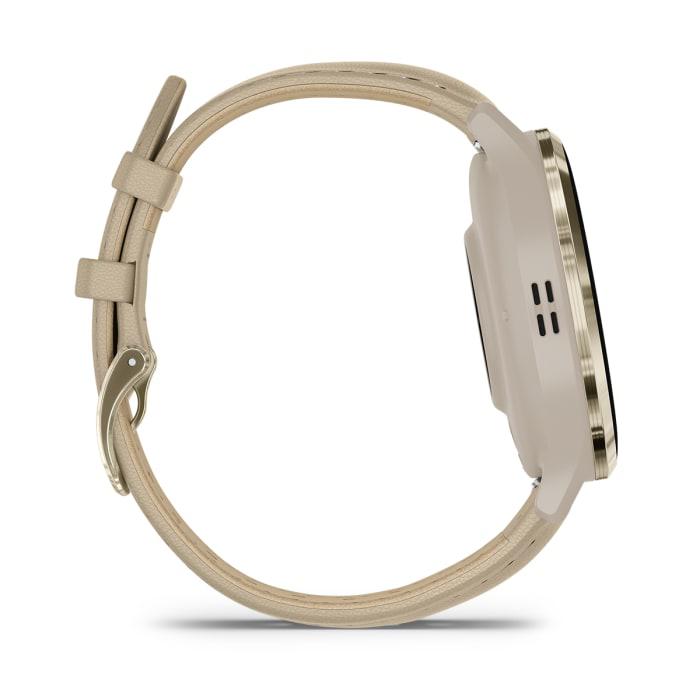 Venu® 3S, French Gray & Soft Gold con cinturino in pelle