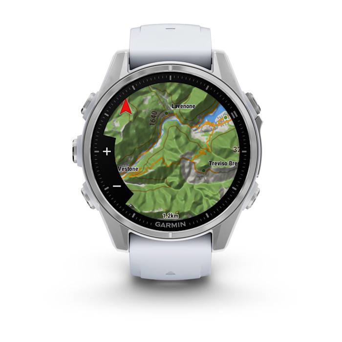 Fēnix® 8 - 43 mm, AMOLED, argent avec bracelet en silicone Whitestone