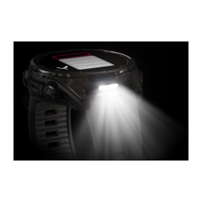 Fēnix® 8 - 43 mm, AMOLED, saphir, titane, DLC gris carbone avec bracelet en silicone noir/gris galet