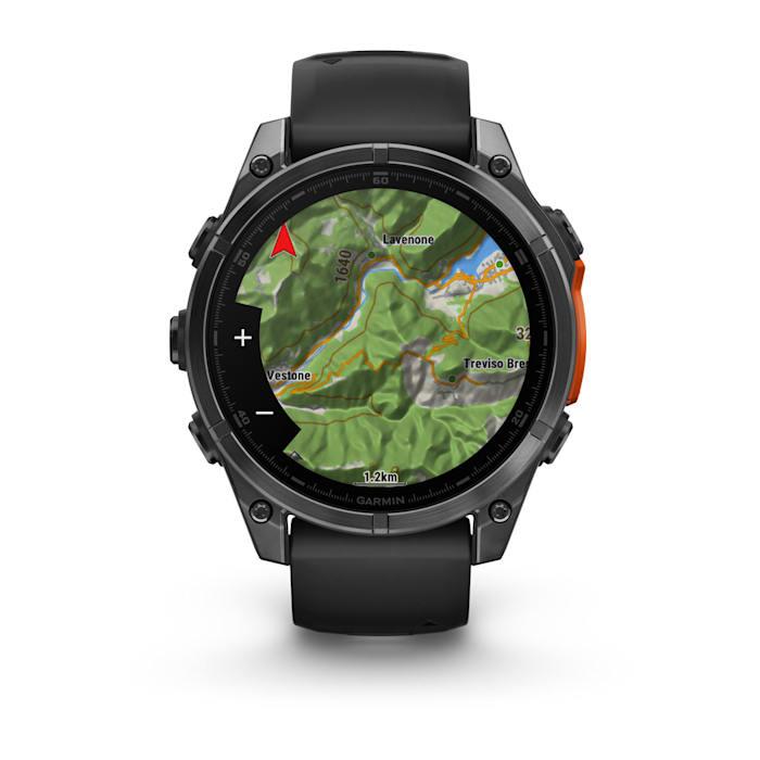 Fēnix® 8 - 47 mm, AMOLED, gris ardoise avec silicone, noir
