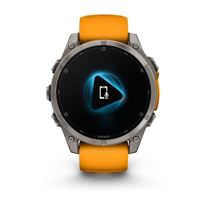 Fēnix® 8 - 47 mm, AMOLED, Sapphire, Titanium con cinturino in silicone Spark Orange/grafite