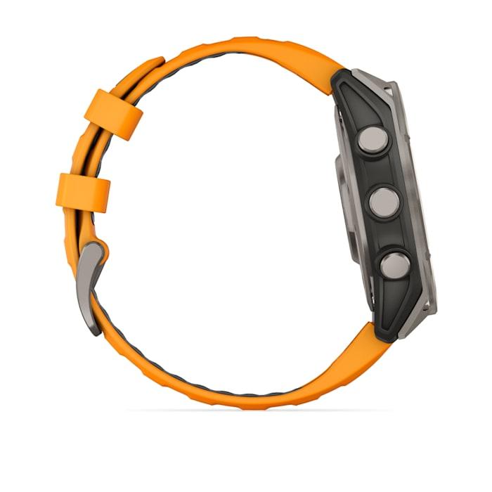 Fēnix® 8 - 47 mm, AMOLED, Sapphire, Titanium con cinturino in silicone Spark Orange/grafite