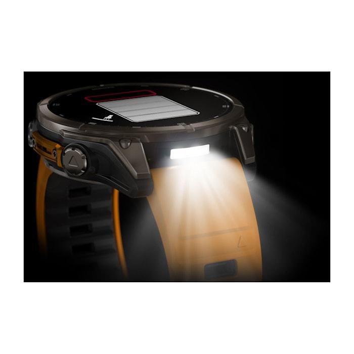 Fēnix® 8 - 47 mm, AMOLED, Sapphire, Titanium con cinturino in silicone Spark Orange/grafite