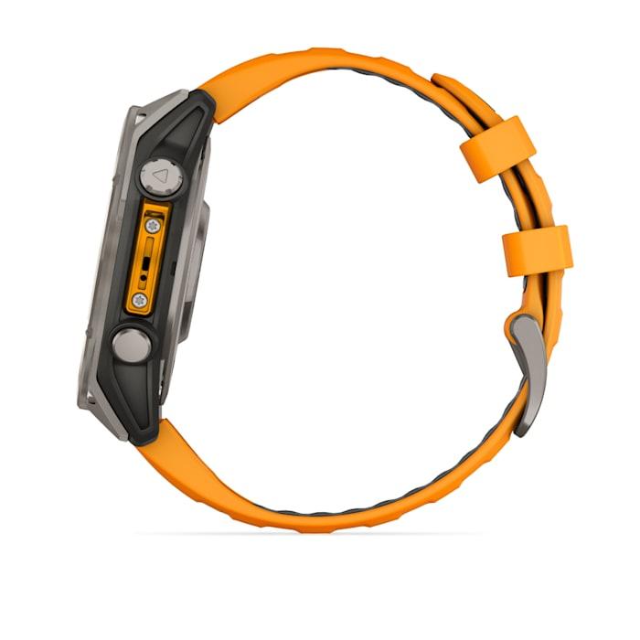 Fēnix® 8 - 47 mm, AMOLED, Sapphire, Titanium con cinturino in silicone Spark Orange/grafite